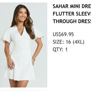 SAHAR MINI DRESS - FLUTTER SLEEVE BUTTON THROUGH DRESS